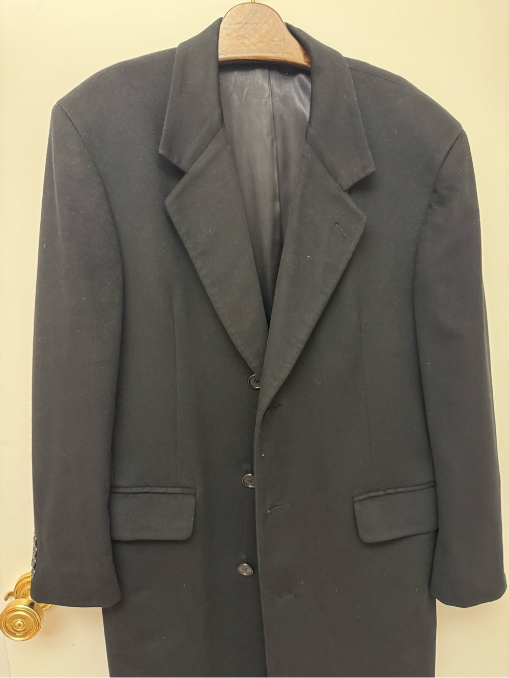 Loro Piana Black Single-Breasted Wool Overcoat